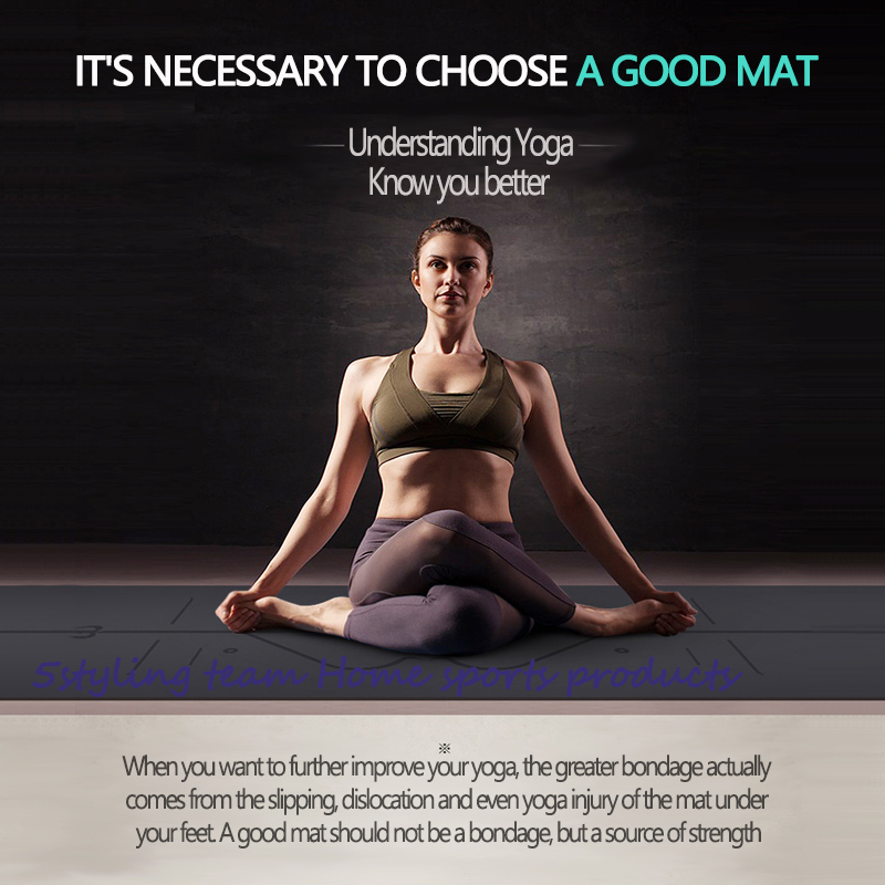 Pu Natural Rubber Yoga Mat, γραμμή θέσης, απορρόφηση ιδρώτα και αντιολισθητικό, γήινο πολυτελές χαλί, γυμναστήριο για άνδρες και γυναίκες